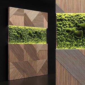 Wooden panels and stabilized moss