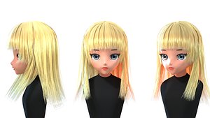 PBR ANIME HAIR LOW POLY - GAME READY