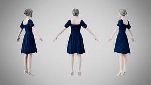 3D Dress 26 Sapphire Mist Velvet v2 model