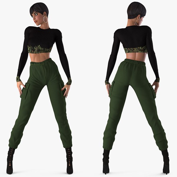 woman casual clothes female rigged 3D model
