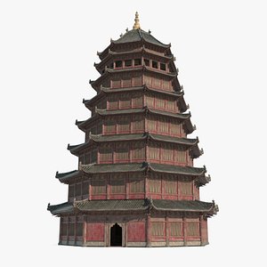 Ancient Asian Taoist temple pagodas