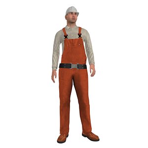 3d model rigged worker man