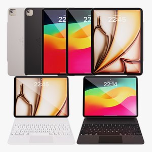 3D iPad Air 13 inch Starlight M2 2024 With Magic Keyboard