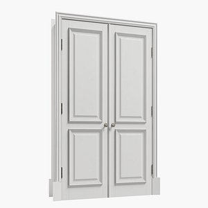 3D Classic door wood white  double swing