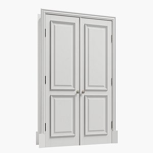 Classic door wood white double swing