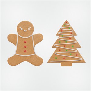 Gingerbread Christmas Cookies 3D model