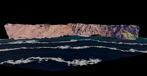 Photoscanned Cliffs with Procedural Ocean Texture