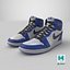 Nike Jordan High Top Retro Sports Footwear Blue 3D model