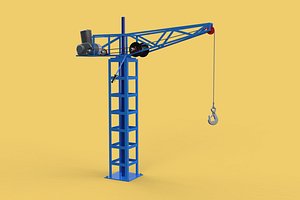 TOWER CRANE WINCH SWIVEL LIFTING SLEWING ENGINE HOIST JIB HOOK 3D model