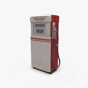 3D Old Retro Vintage Gas Pump Low-poly PBR