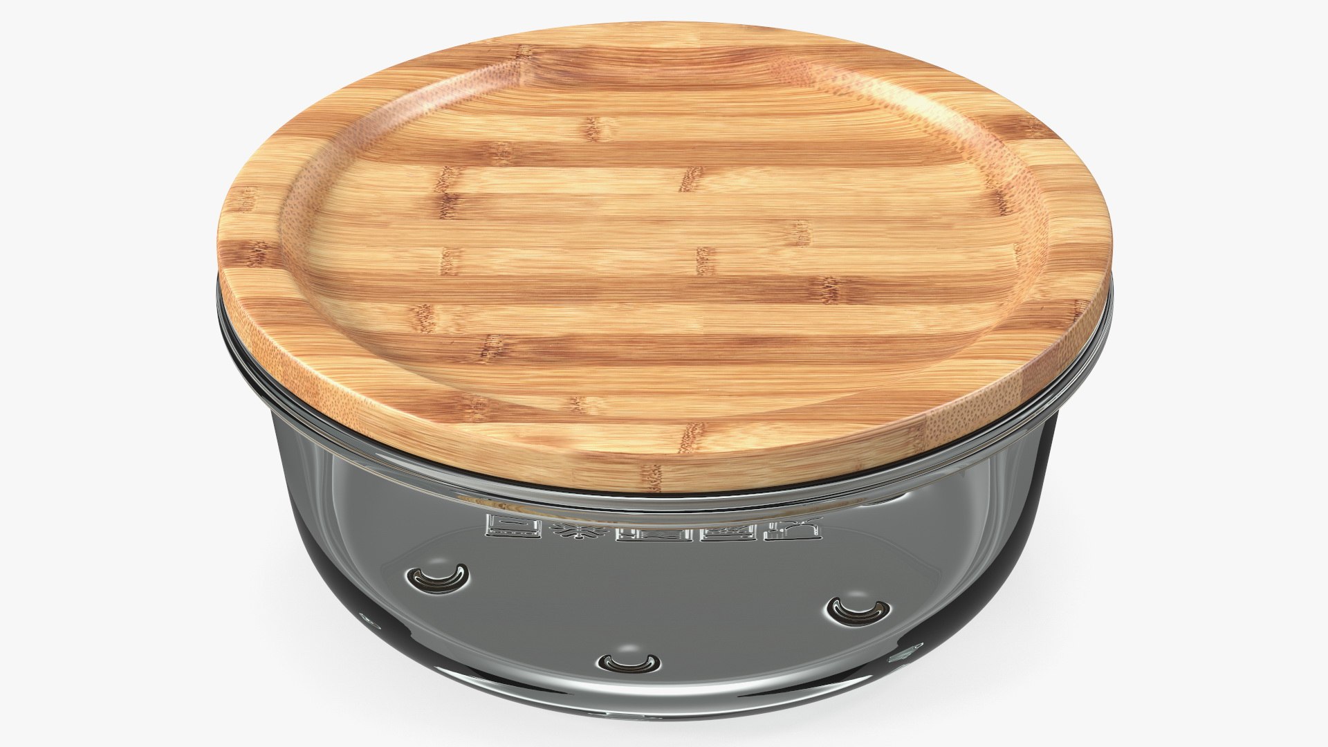Round Glass Food Storage Container with Bamboo Lid 400ml 3D model preview