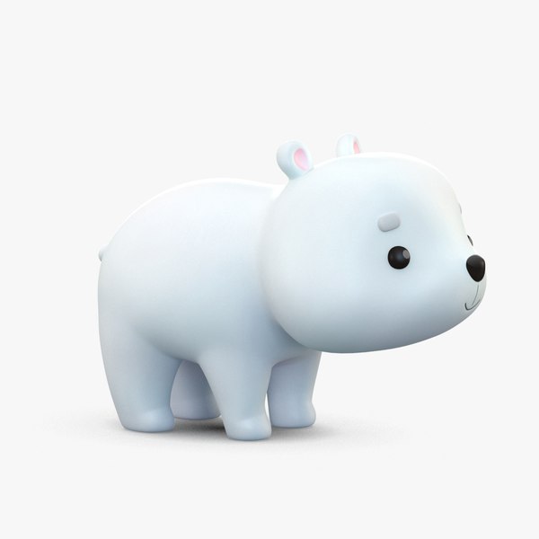 3D cute cartoon polar bear model