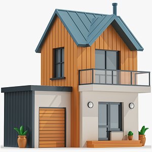 Cartoonish House Low Poly 3D Model 01(1)