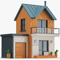 Cartoonish House Low Poly 3D Model 01(1)