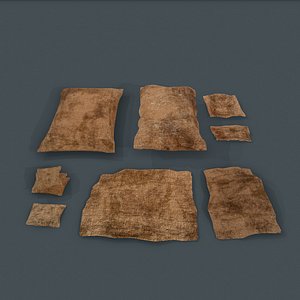 burlap sacks pieces 3D