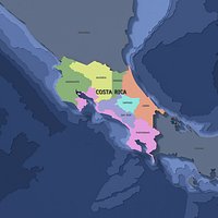 Costa Rica Admin 1 3D Map - Mercator
