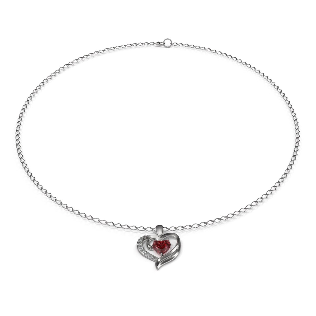 Ruby Heart Necklace and Chain Rigged 3D Model 3D model preview