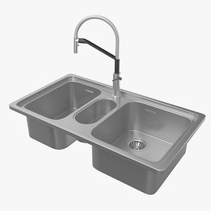 3D Kitchen sink Alpes-Inox with Heron By Nobili faucet model