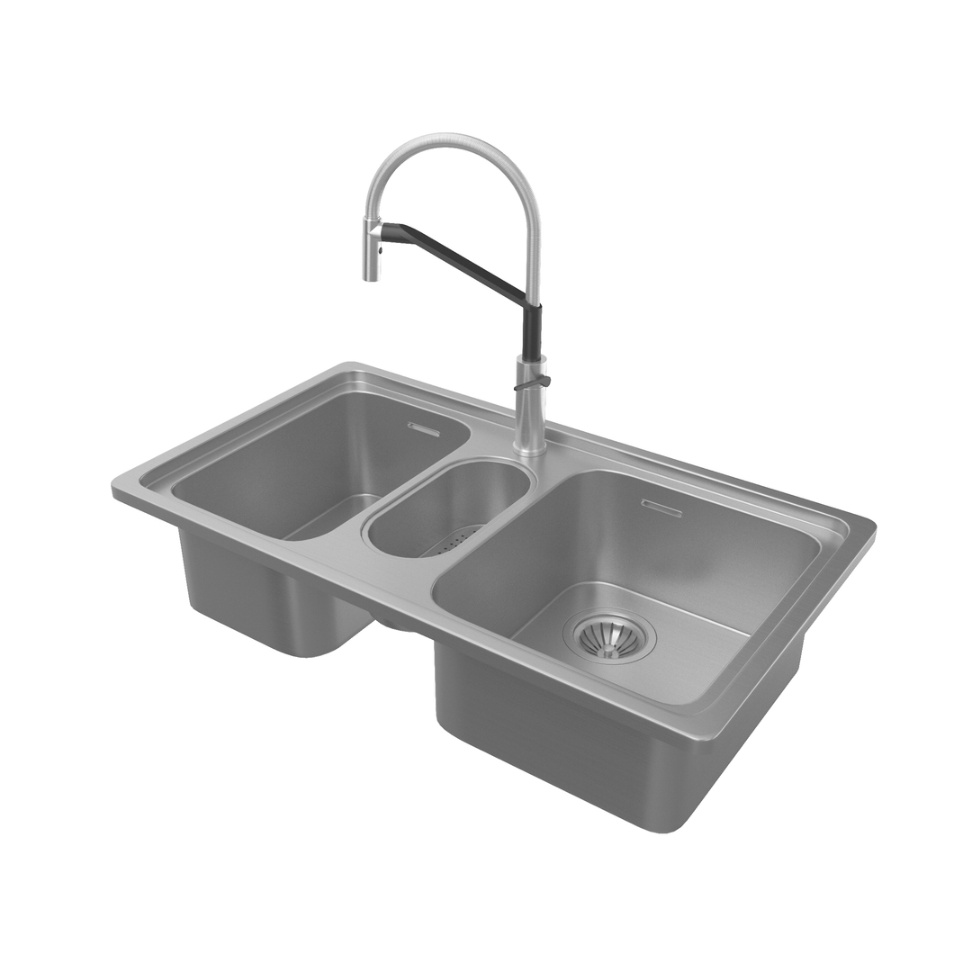 3D Kitchen Sink Alpes-Inox With Heron By Nobili Faucet Model ...