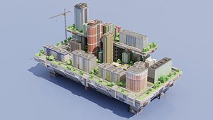 3D City on a water platform model