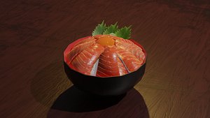 salmon donburi lowpoly 3D model
