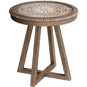 Wooden round Rustic Side Rural Provence Coffee Table Loft 3D model