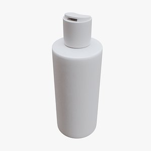 3D White Plastic Cylinder Bottle With Disk Top Cap