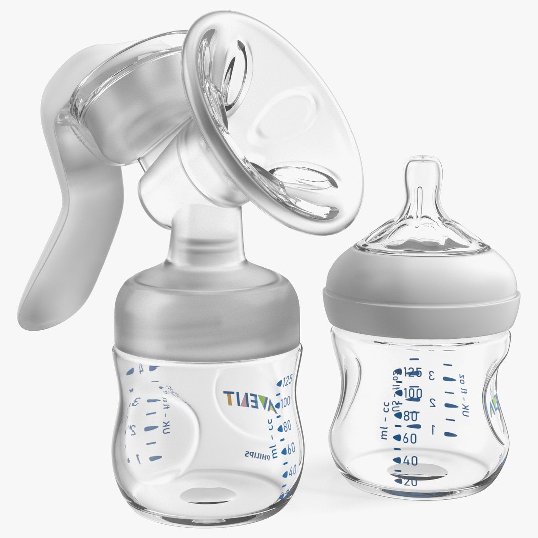 Philips Avent Manual Breast Pump and Baby Bottle 3D model preview