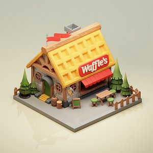 3D Waffle House - Cartoon Game Isometric