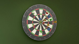 3D Low poly darts game set model