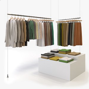 3D Casual Womens Clothing 3D Model Set - Hanging and Folded model