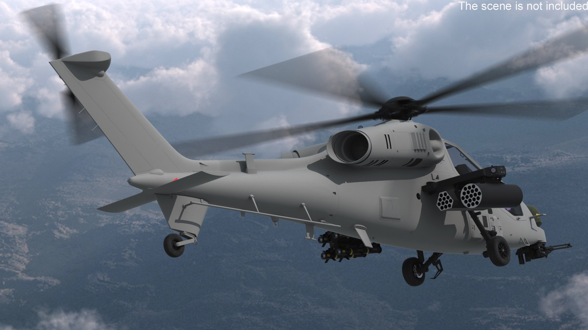 Combat Gray Helicopter Rigged for Maya 3D model preview