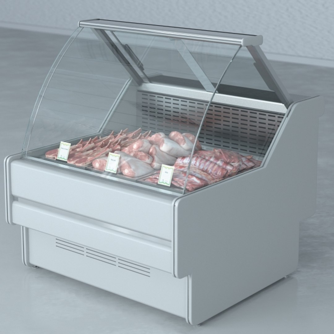 custom refrigerated showcase meat 3d max