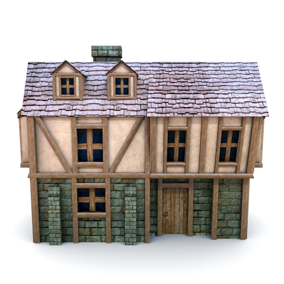 3d medieval pumpkin cottage buildings model