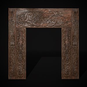 Viking Carved Decoration Wall 3D model