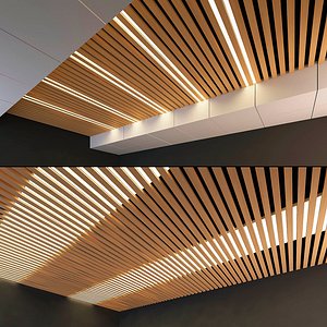 wooden ceiling set 9 3D model