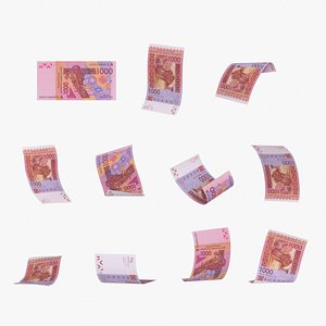 African 1000 Francs Falling Notes
