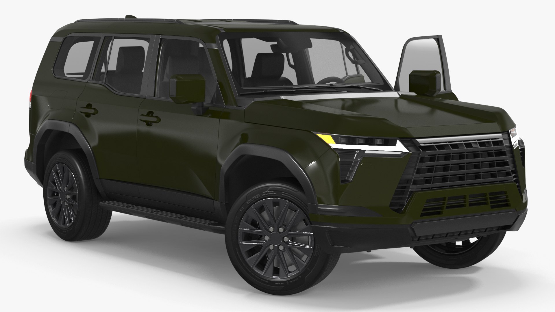 Large Luxury SUV Green Rigged 3D model preview