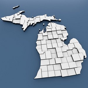 3D model Michigan Counties - Map of United States of America USA