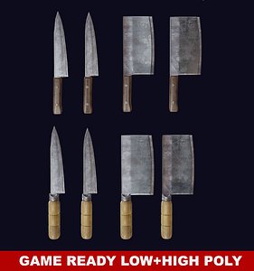 Cleaver and Knife PBR Game Ready Low Poly