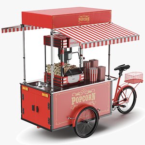 Detailed Popcorn Cart Bicycle