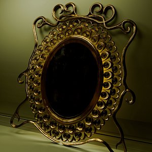 Miroir Ancien en Laiton Sculpte
