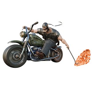 Biker with chopper - stylize character design