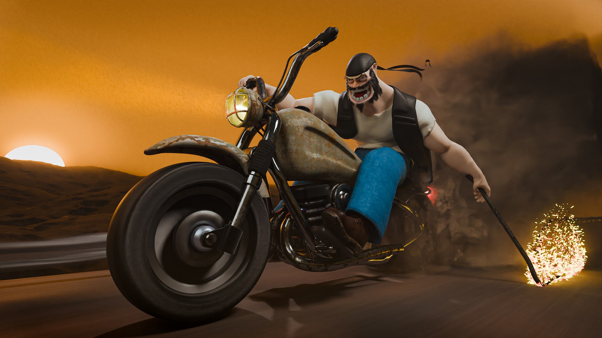3D Biker with chopper - stylize character design https://p.turbosquid.com/ts-thumb/Y6/WfD3zw/eM/bikerfinal/jpg/1728646895/1920x1080/fit_q87/1b32a0d2d4dfb8156faa5330fe7bb9f7b453ad58/bikerfinal.jpg