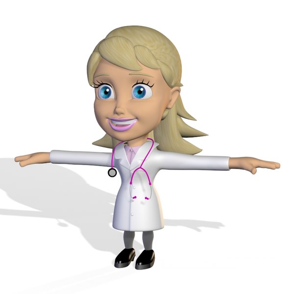 dr female doctor cute cartoon 3D model