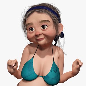 funny cartoon  old women in bikini