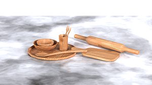 New Wooden Tableware 3D model