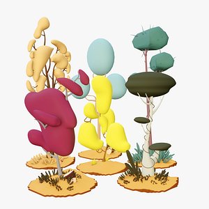 6 Stylized Tree Pack 3D model