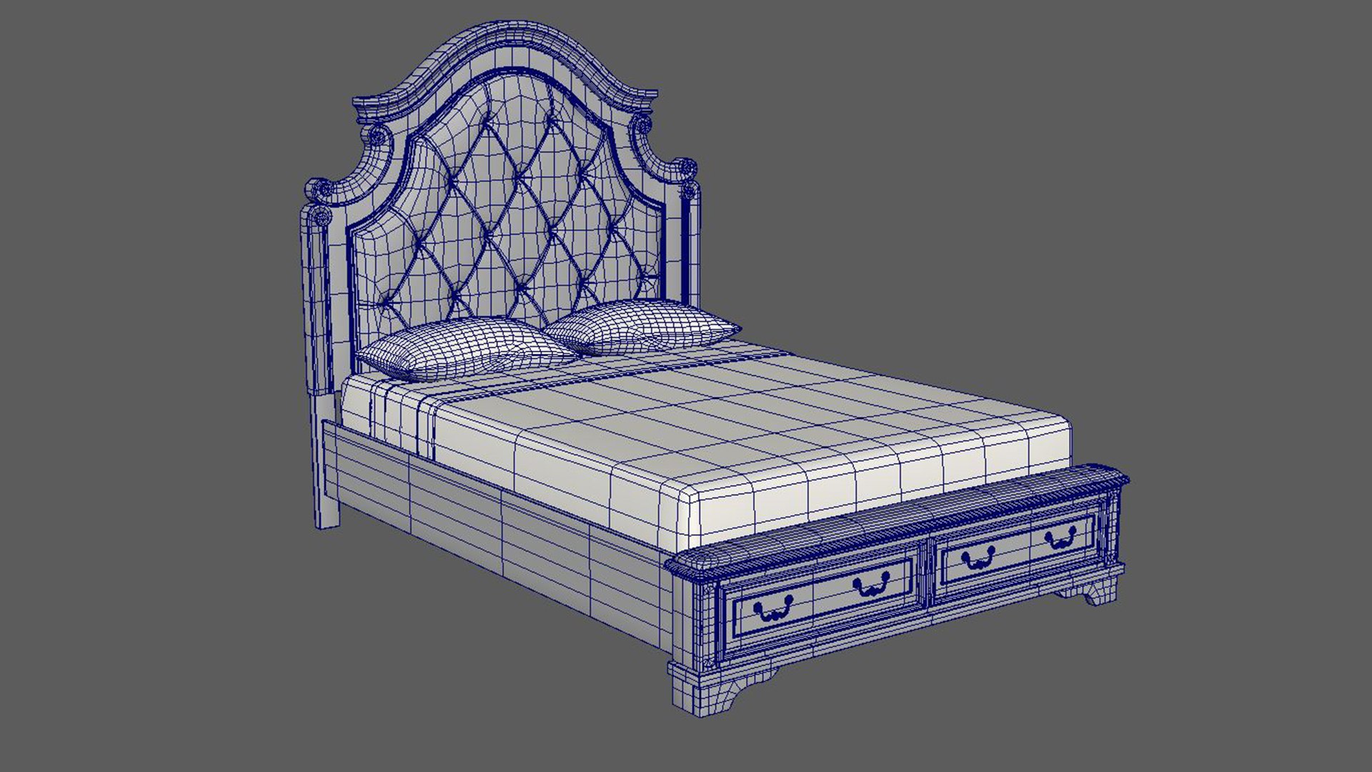 3D Model Upholstered Cot With Bed - TurboSquid 2173187