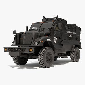 SWAT Vehicle International MaxxPro Black Rigged for Maya 3D model